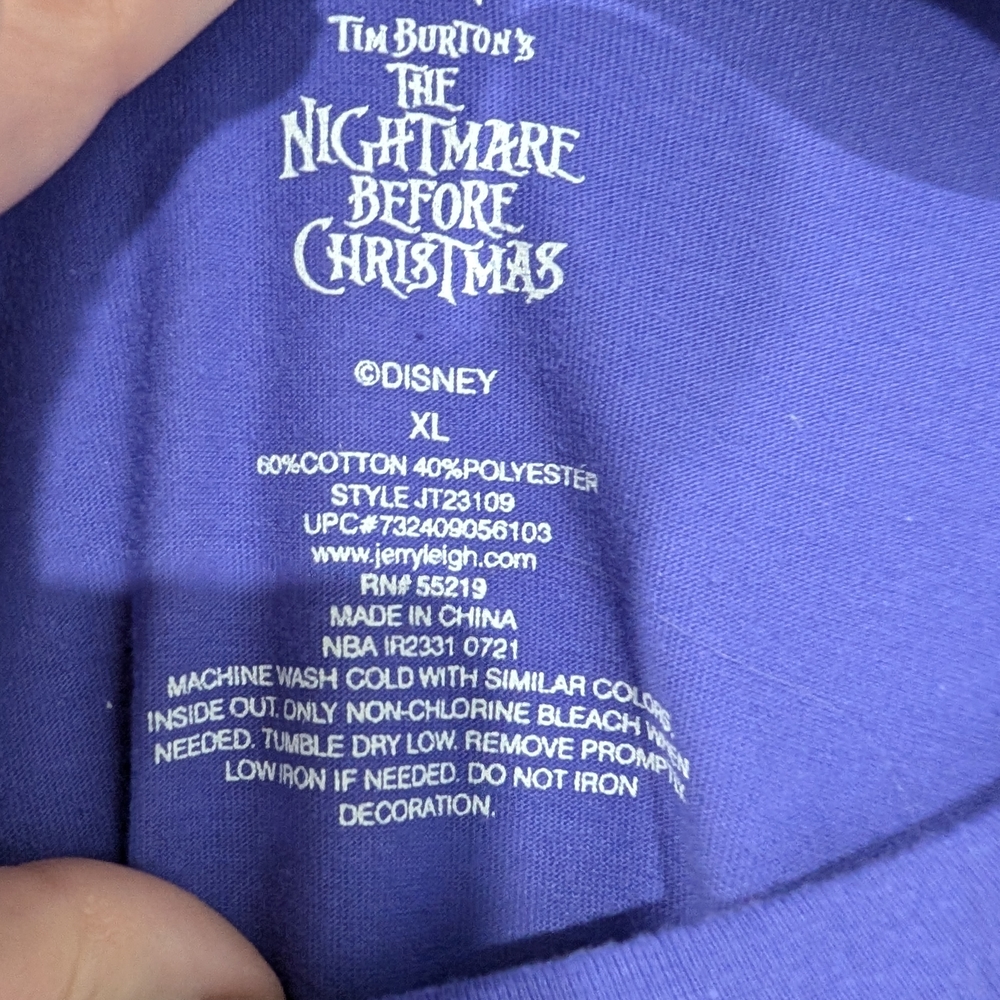 Disney Nightmare Before Christmas Purple Long Sleeve Graphic Tee in Size XL - Picture 2 of 10